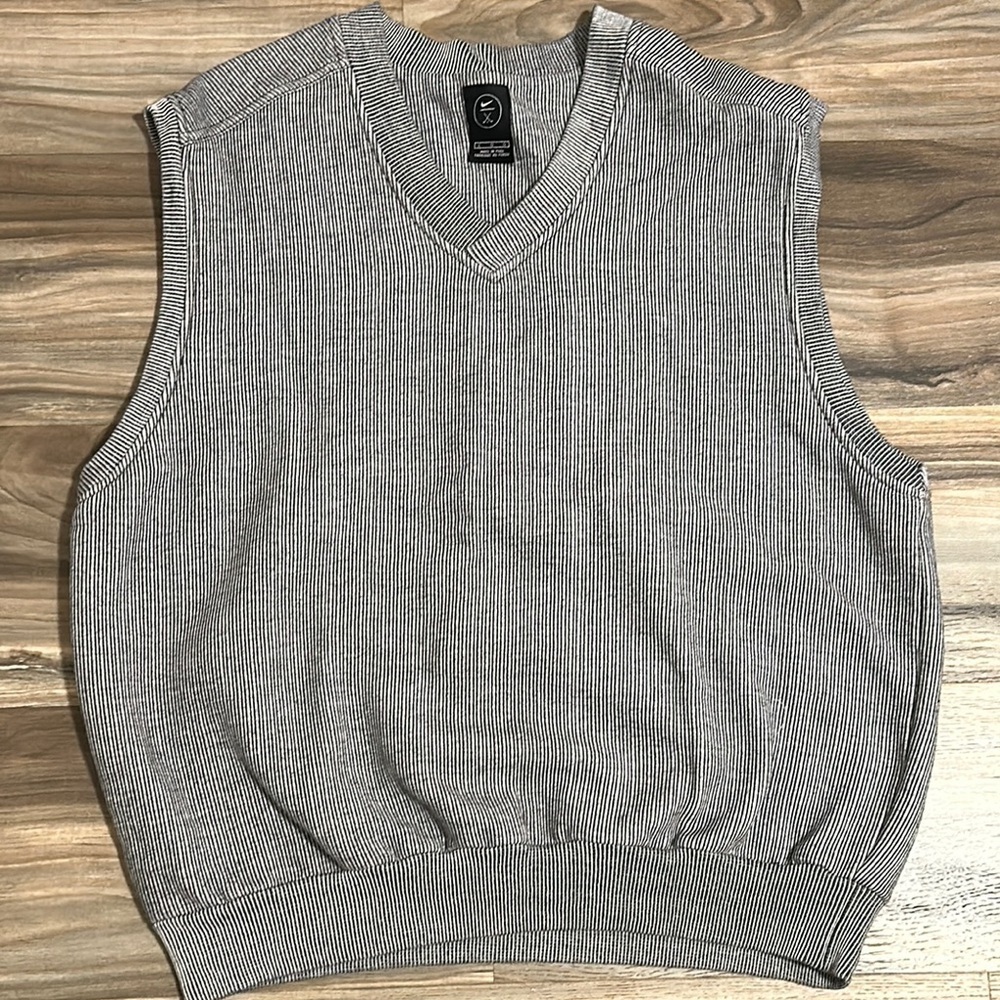 Nike Golf Black Gray Sleeveless Pullover Fleece Lined Cold Weather Vest Men's L